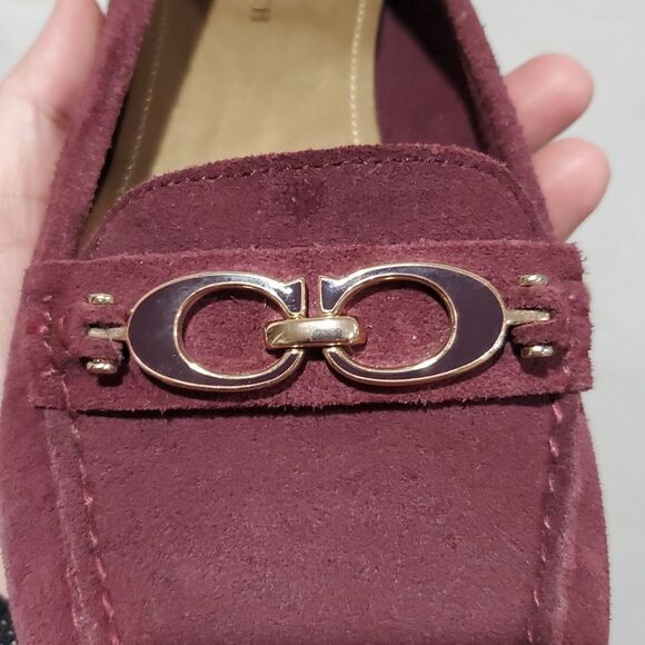 Coach Fortunata Suede Loafers in Burgundy Size 7.5 - Picture 5 of 12